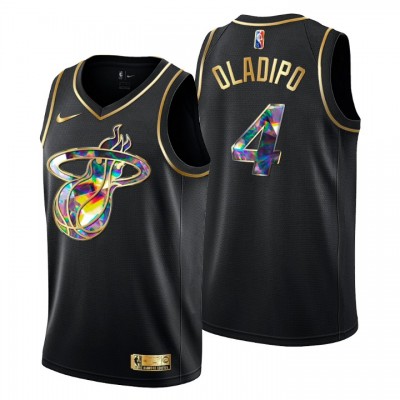 Miami Heat #4 Victor Oladipo Men's Golden Edition Diamond Logo 202122 Swingman Jersey - Black Men's